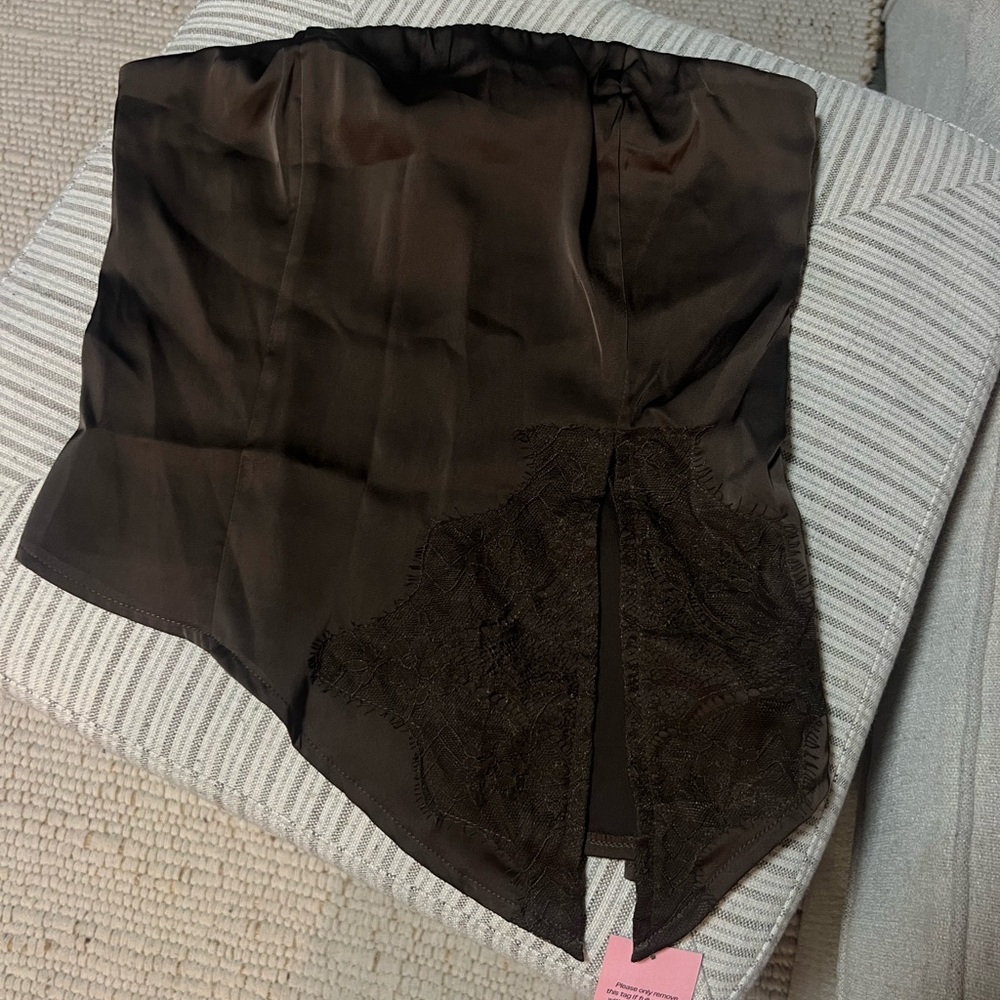 PrettyLittleThing Chocolate Brown Strapless Top